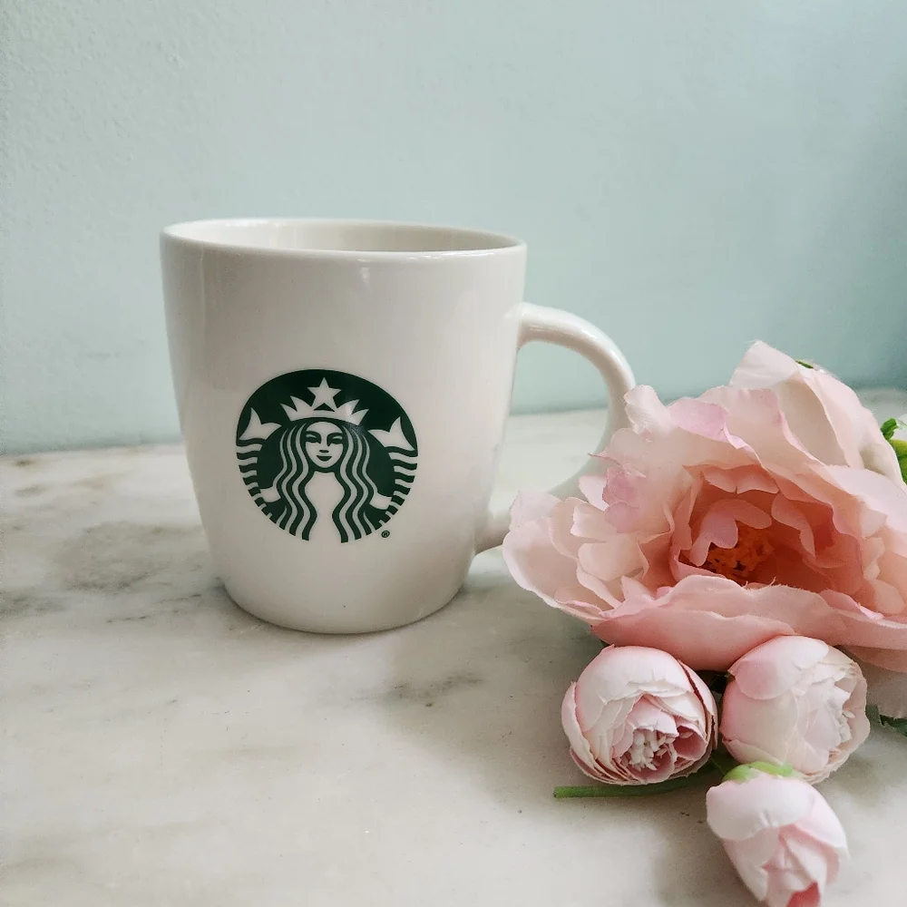 Starbucks Classic 12oz Coffee Mug White Ceramic Green‎ Mermaid